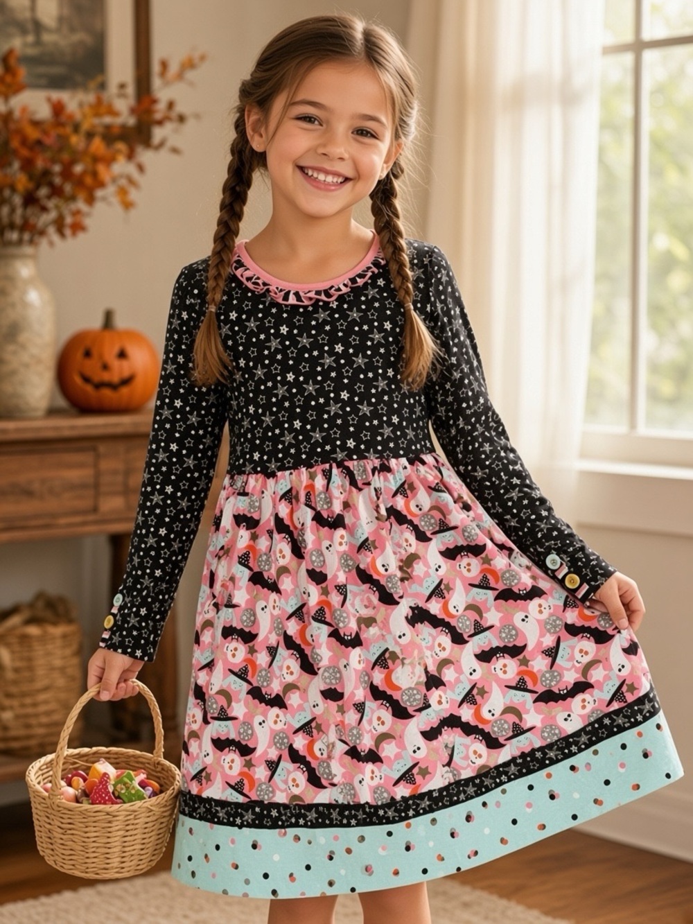 Matilda Jane Size 10 Heart To Heart Halloween Owl Star Mixed Print Dress